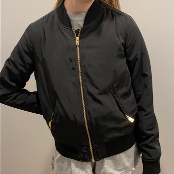 bomber jacket gold zipper